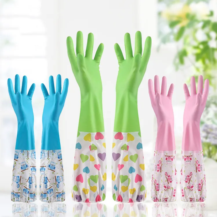 Wholesale Price Household Waterproof Dish Washing Rubber Hand Cleaning Gloves For Kitchen Bathroom Toilet