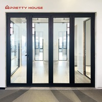 Portes pliantes accordéon en aluminium à rupture de pont thermique surdimensionnées, double vitrage insonorisé, portes pliantes modernes pour patio extérieur