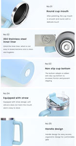 Tumbler perjalanan baja tahan karat 40oz Logo kustom dengan pegangan berbagai macam warna - Product Image 6