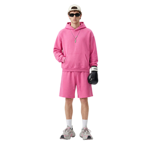 Wholesale High Street <strong>Custom</strong> Made Hoodies Shorts Sets <strong>45</strong>% Cotton 55% Polyester 350g Men's Shorts Oversized Tracksuit Sets - Product Image 3