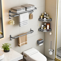 5 pièces moderne en céramique de luxe rétractable étendoir tenture murale porte-serviettes en aluminium stockage bain étagère porte-papier hygiénique