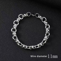 Bracelet tressé 9 mm pour homme - Chaîne de motard robuste en acier inoxydable 316L, bijoux vintage punk