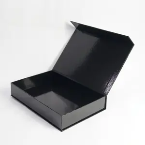 Black Print Glossy Surface Finishing Both Side Printed Rigid Gift Paper Boxes