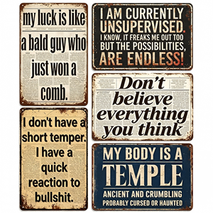 Insegna in Metallo con Slogan Divertente, Sfondo Giornale, Decorazione da Parete per Man Cave, Bar, Garage, 8x12 Pollici - Product Image 1