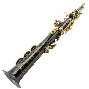 Saxophone soprano en si bémol à corps en laiton nickelé noir, clés dorées, tête en bakélite, installation facile et résistant à la rouille - Product Image 2