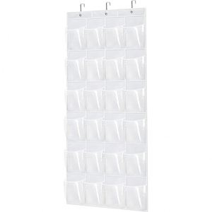 4-hook 24-grid Transparent <b>Storage</b> Bag Behind the Door Non-woven Six-layer <b>Shoes</b> Buggy Bag <b>Storage</b> Bag PVC Buggy Bag - Product Image 5