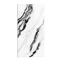 Carrelage en porcelaine effet marbre blanc Panda, 750x1500mm, finition brillante, dalle murale décorative