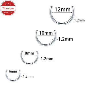 C-Shaped <b>Titanium</b> Rod Horseshoe <b>Ring</b> 1.2mm 16G Internal Thread Nose Stud Body Jewelry ASTM F136 Standard - Product Image 2