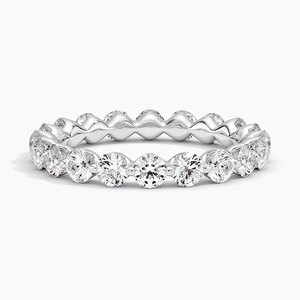 Anillo de Eternidad Ondulado de Plata con Circonitas para Mujer, Banda Curva Brillante para Boda, Aniversario, Compromiso, Fiesta, Cita Nocturna - Product Image 4
