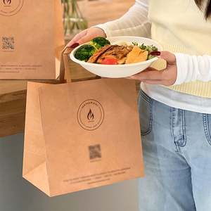 Bolsa de Papel Kraft Marrón Reciclado Personalizada, Ecológica y Desechable para Comida para Llevar de Restaurantes - Product Image 5