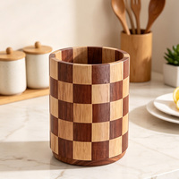 Porte-ustensiles en bois, organisateur cylindrique, bloc de couleur, rangement de cuisine pour cuillères, fourchettes, outils de cuisine, décoration intérieure