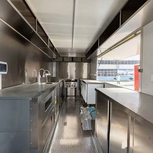 Vintage Mobile Stainless Steel Aluminum Food Trailer 4-<b>Wheel</b> Fast Food Truck Double Water Sinks Multifunctional Snack Food Chips - Product Image 5