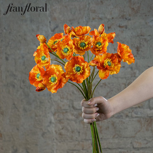 Fiori Artificiali in Seta Resistenti, Stelo Singolo, Papaveri Arancioni, per Decorazioni Casa, Centrotavola Matrimonio, Vendita all'Ingrosso - Product Image 1