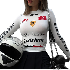 Camiseta de punto con letras estampadas, estilo casual y elegante, ecológica, de manga larga, para primavera, para mujer - Product Image 1