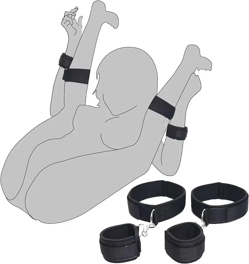 Sex Bondage Wrist & Thigh Cuffs BDSM Restrições Set Ajustável Leg Straps Algemas para Casal Iniciante SM Jogo Jogar