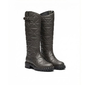 <span class=keywords><strong>Bottes</strong></span> de moto en cuir sur mesure Xinzirain, hauteur genou, style travail, talon plat épais - Product Image 1