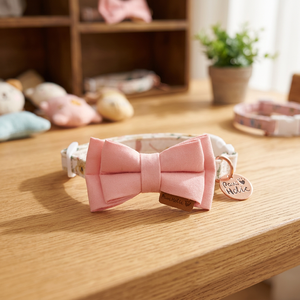 Modern Luxury Elegant Personalized Durable Soft Floral Bow Tie Removable Cotton <b>Dog</b> Collar Lights Washable - Product Image 2