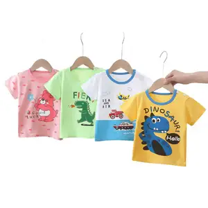 어린이 짧은 소매 사용자 정의 로고 인쇄 100% 면 일반 빈 아이 아기 소녀 소년 T 셔츠