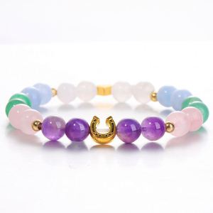 Bracelet en pierre naturelle avec perles de verre colorées, protection EMF, compatible FBA, carte de conseils d'entretien - Product Image 3