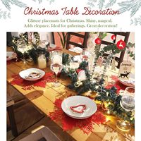 Napperons de Noël TUOTU en PVC Rouge Argenté – Napperons de Table Élégants pour les Fêtes, Résistants à la Chaleur, Antidérapants et Décoratifs