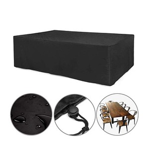 Couverture de meubles de Patio de jardin extérieur imperméable à la poussière <span class=keywords><strong>Protection</strong></span> solaire couverture de meubles de table de jardin noire - Product Image 1