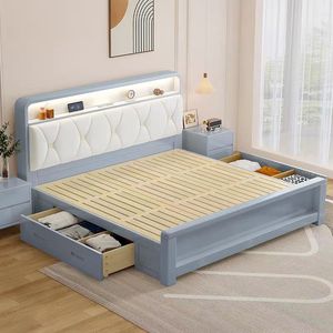 Dernier modèle Meubles de chambre à coucher en bois massif Nature Europe du Nord Lit en bois avec rangement Lits en bois massif Europe du Nord - Product Image 3