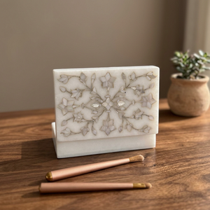 Luxury Handmade Customized Square White Marble Jewelry <b>Box</b> Mother Pearl Floral Inlay Pietra Dura Gemstone Thanksgiving Gifting - Product Image 3