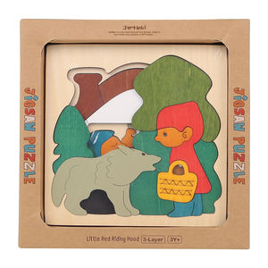 En gros Dessin Animé production enfants <span class=keywords><strong>histoire</strong></span> éducative jeu <span class=keywords><strong>Petit</strong></span> <span class=keywords><strong>Chaperon</strong></span> <span class=keywords><strong>Rouge</strong></span> en bois puzzles jouets - Product Image 1