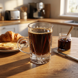 Taza de Vidrio Transparente con Asa, Vaso Acanalado para Beber Café, Té, Vajilla para Fiestas - Product Image 5