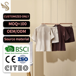 Ensemble deux pièces décontracté pour femme BC Italie, nouvelle <span class=keywords><strong>collection</strong></span> été, manches courtes, chaîne <span class=keywords><strong>de</strong></span> perles, short en lin, longueur genou, uni - Product Image 2