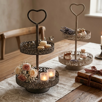 Support à gâteau en métal à trois ou deux étages, taille personnalisée, blanc, écologique, robuste, pour mariage, thé de l'après-midi