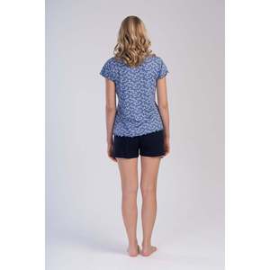 ชุดเซ็ตเสื้อแขนสั้นคอวีผ้าวิสโคสหรูหราสำหรับผู้หญิง พร้อมโบว์ตกแต่ง เอวยางยืด ผ้าสแปนเด็กซ์ ระบายอากาศได้ดี เนื้อผ้านุ่ม พิมพ์ลายเรียบ - Product Image 1