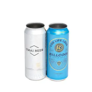 OEM 500ml 330ml 250ml 185ml Custom Logo Color Empty Metal Aluminum Can 500ml For Drink Coffee Beer Alcoholic With Easy Open Lids