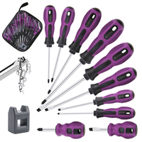 Lot de tournevis magnétiques 10-en-1 Phillips et plats, personnalisables, en acier au chrome-vanadium industriel, avec étui souple pour le bricolage