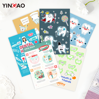 Pegatinas Médicas Divertidas con Diseño de Dibujos Animados, Personalizadas, para Protección Dental, Lámina de Pegatinas de Vinilo Impermeables para Dentistas