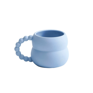 Tasse à café en porcelaine nordique en forme de gourde avec poignée perlée, tasse à thé en céramique pour la maison, le bureau ou comme cadeau - Product Image 1