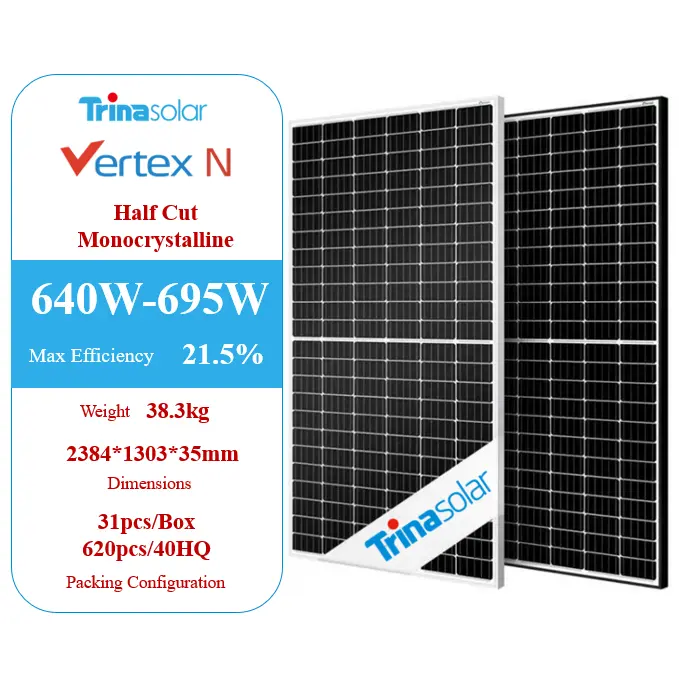 2024 Trina 660W 670W 690W 695W 700W Solar Panels with a lowest price for Home Solar Energy System