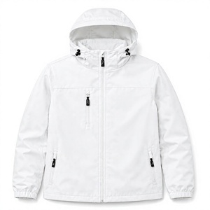 Veste Softshell blanche imperméable pour homme avec capuche, logo personnalisé, coupe-vent, vêtements de travail d'extérieur, veste d'hiver - Product Image 1