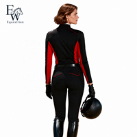 Haut d'équitation à manches longues pour femme EW, respirant, avec quart de zip, sous-vêtement d'équitation, OEM ODM personnalisé