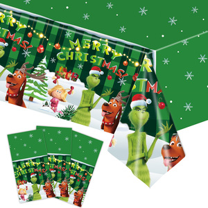 Juego de Vajilla para Fiesta de Grinch, Platos de Papel, Servilletas, Vasos, Mantel, Decoración Navideña, 60-80 Piezas, Ecológico - Product Image 3