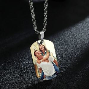 Collier en acier titane avec pendentif photos personnalisées, cadeau de bijoux unique pour hommes et femmes - Product Image 5