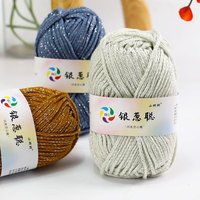 Argent Oignon Flash Soie Creux Fil De Coton Brillant DIY Crochet Chapeau et Sac Lin Tricoté À La Main Teint Motif