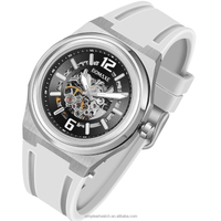 BOMAXE montre squelette mécanique automatique pour hommes vente chaude bracelet en silicone Logo personnalisé affichage du cadran analogique 5mm épaisseur du boîtier