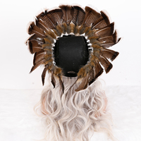 Tocado de Plumas Indio Unisex Cosido a Mano, para Carnaval, Halloween, Baile, Cosplay, Diadema Suave Marrón, Accesorios