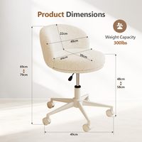 Chaise de bureau ergonomique pivotante en velours moderne avec support de posture, chaise de travail confortable à roulettes, base blanche, rembourrage doux et moelleux