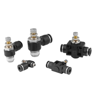 Válvula de Control Neumática de Una Vía con Ajuste de Velocidad, Negra, SA/SL4-M5/6-01/8-02/03, Conector de Manguera de Aire - Product Image 1