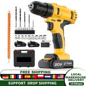 20V akülü matkap seti elektrikli tornavida Mini DIY araçları değişken hız fırçalı Motor güç kaynağı pil yerel abd depo - Product Image 2
