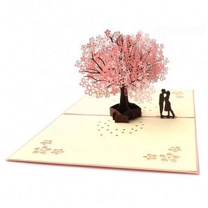 การ์ดป๊อปอัพลายดอกซากุระตัดด้วยเลเซอร์จากกระดาษสำหรับวันวาเลนไทน์ - Product Image 3