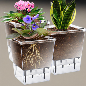 Macetas Modernas para Bonsáis y Suculentas, Transparentes, de Plástico, con Autorriego, para Jardín Interior - Product Image 2