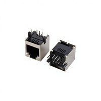 RJ45-5521-6P6C RJ11 1x1 Jack Telepon Vertikal Terlindung 180 °   Konektor Lubang Tembus RJ45-5521
